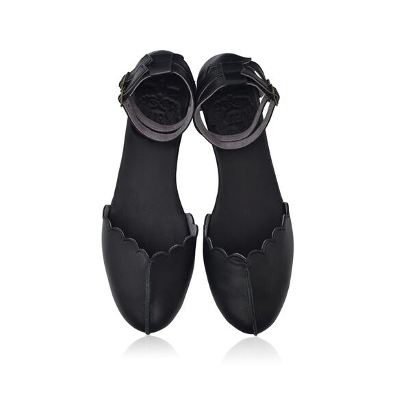 Elf Venus Leather Flats Black Size 12 Handmade Cottagecore Balletcore - Picture 2 of 9